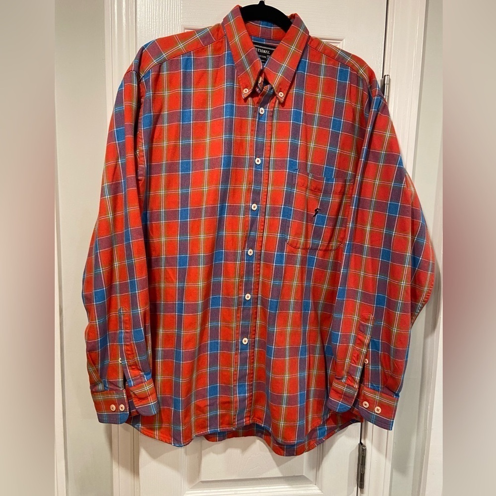 National Outfitters Red Plaid Flannel Long Sleeve Button Down Heavyweight Size L